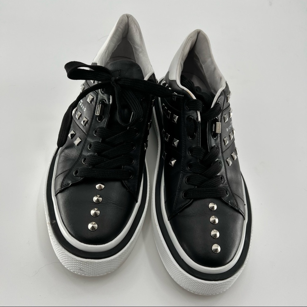 John Richmond black white studded athletic shoes size 10 - Picture 12 of 15
